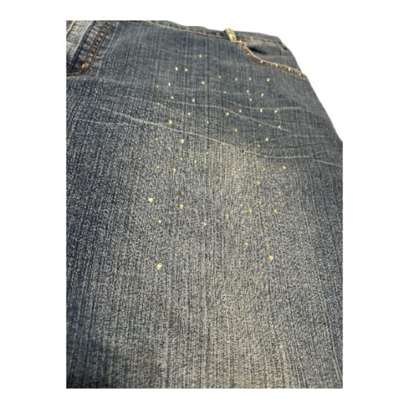 Venezia Blue Denim Mini Skirt with Gold Accents - Picture 6 of 7